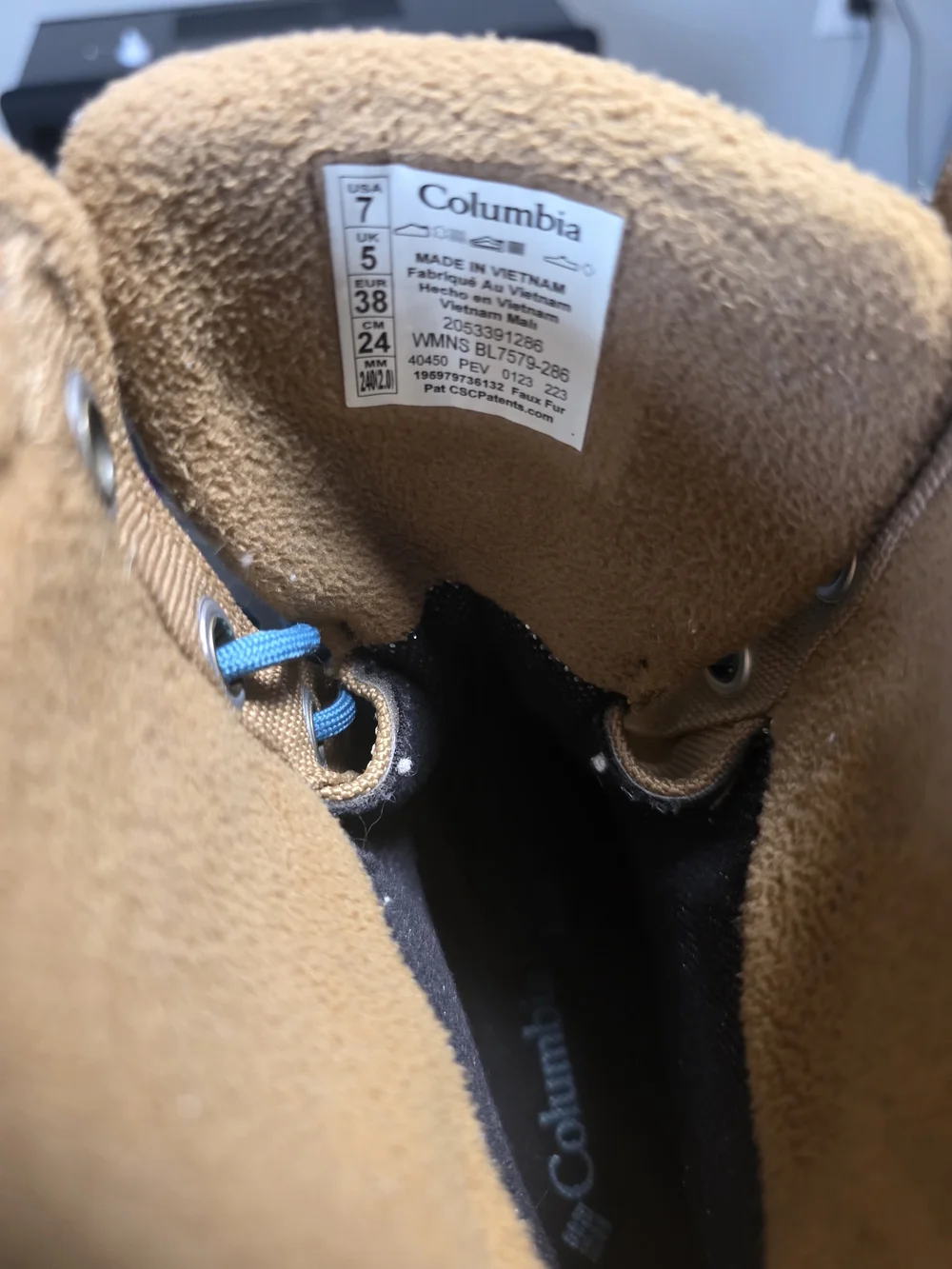 Kids Waterproof Winter Boots in Brown and Black with Blue Laces